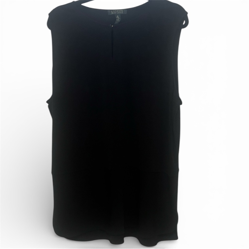 Lauren Ralph Lauren Black Sleeveless Keyhole Blouse Top Plus Size 2X